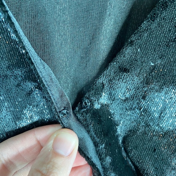 NWT Frame Velvet Dress 2 Mini Wrap Long Sleeve Black Sparkle Whimsigoth Mobwife - Picture 6 of 11